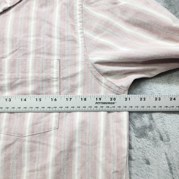 Vintage LL Bean Shirt Womens 14 Pink Striped Flannel Single Needle Tailoring - Picture 6 of 8